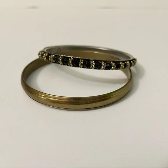 Boho Chic Mixed Metal Bangle Set Stackable Bracelets - Picture 8 of 15